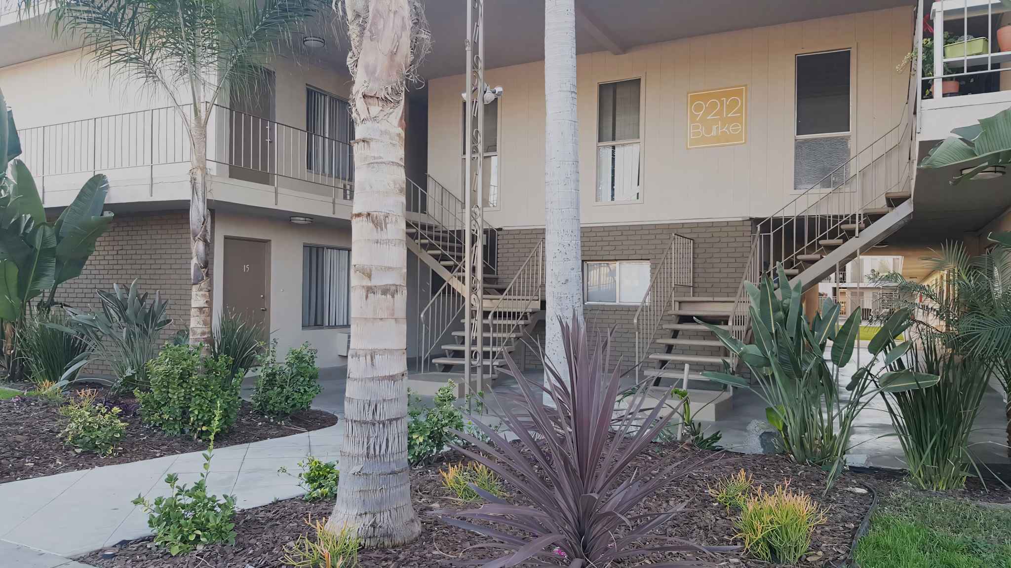 Pico Rivera Collection exterior walkway and multi-level resident stairs