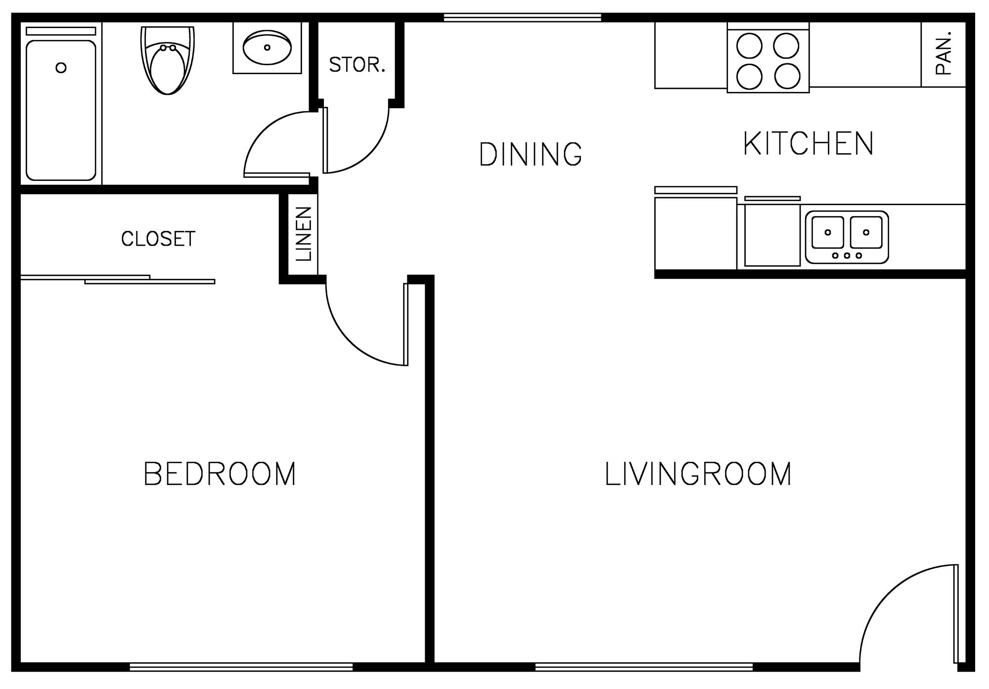 9212 Burke Street Apartments: 1 Bedroom floor plan